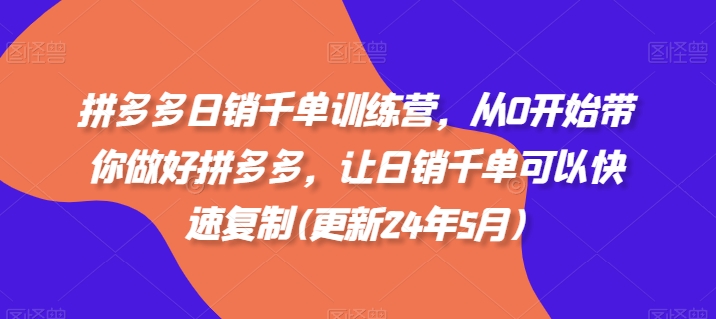 拼多多日销千单训练营，从0开始带你做好拼多多，让日销千单可以快速复制(更新25年5月)-聊项目