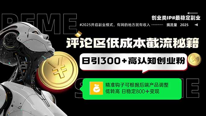 评论区低成本引流秘籍，精准钩子直击用户，单账号日增300+创业粉，日稳…-聊项目