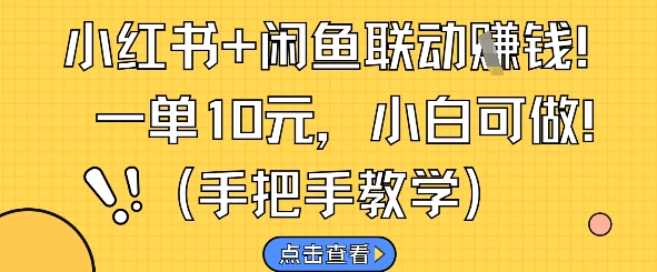 小红书+闲鱼联动挣钱，一单10元，小白可做-聊项目