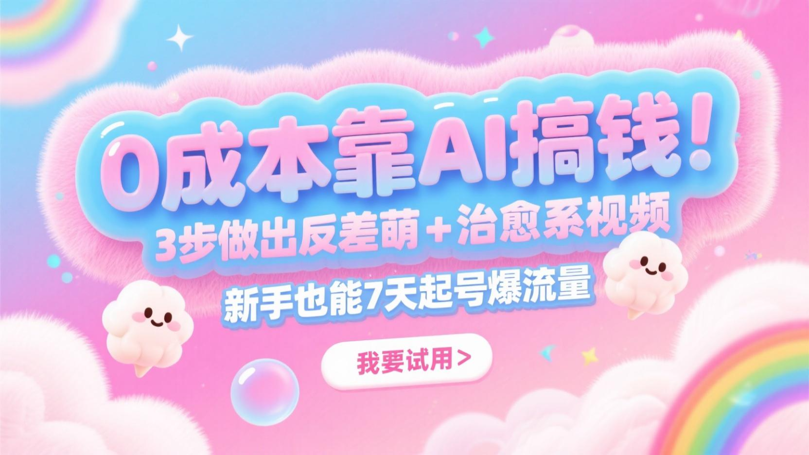 0成本靠AI搞钱！3步做出反差萌+治愈系视频，新手也能7天起号爆流量，月入5位数-聊项目