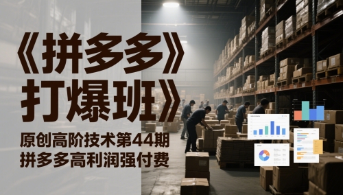 《拼多多打爆班》原创高阶技术第44期，拼多多高利润强付费-聊项目