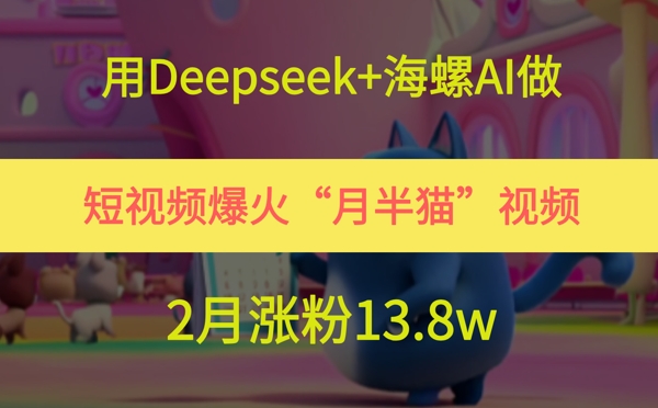 用Deepseek+海螺AI做短视频爆火“月半猫”视频，2月涨粉13.8w-聊项目