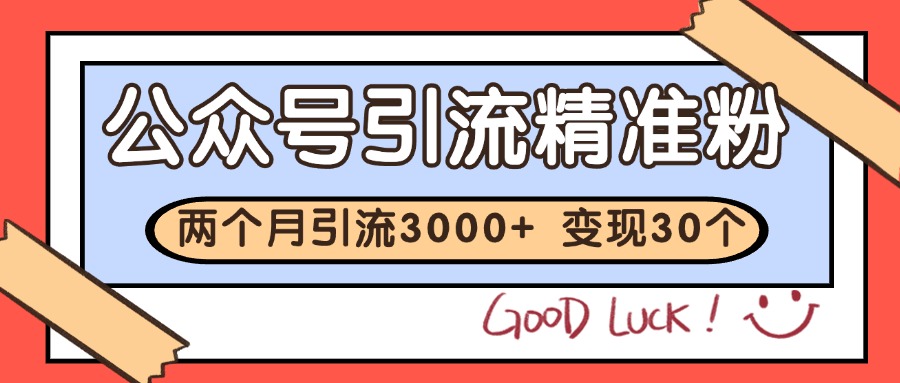 公众号精准粉引流玩法 2个月3000+精准粉 变现30万+-聊项目